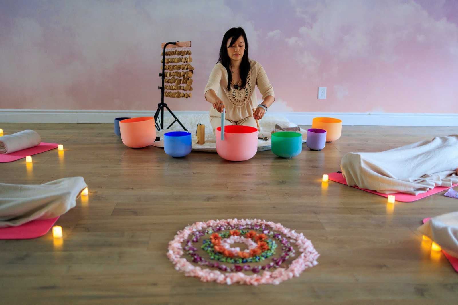 Sound bath class at Yoga Kawa Leaside